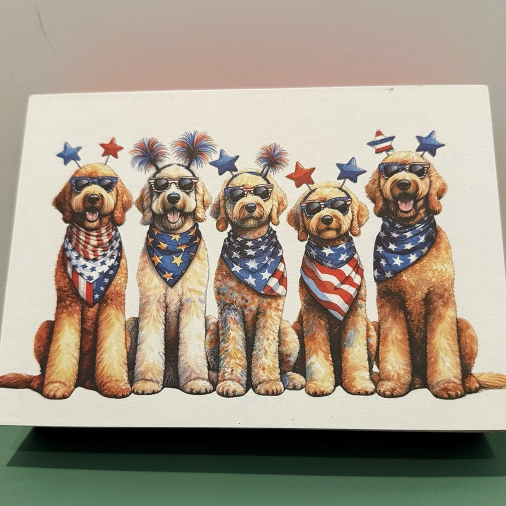 Patriotic Dogs and American Flag Paw Print Wood Decorations- Set of 2- NWT - Picture 2 of 5